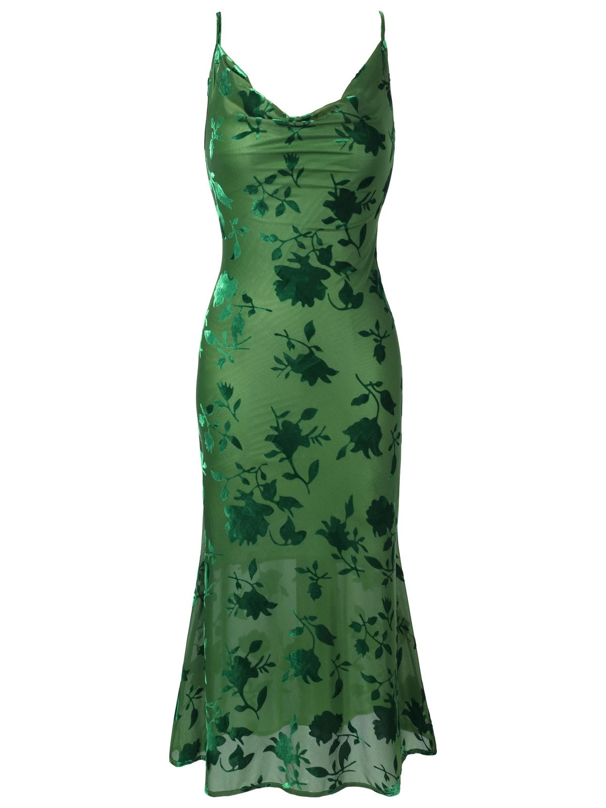 Green 1930s Floral Vintage Dress 2 Green 1930s Floral Vintage Dress - Image 2