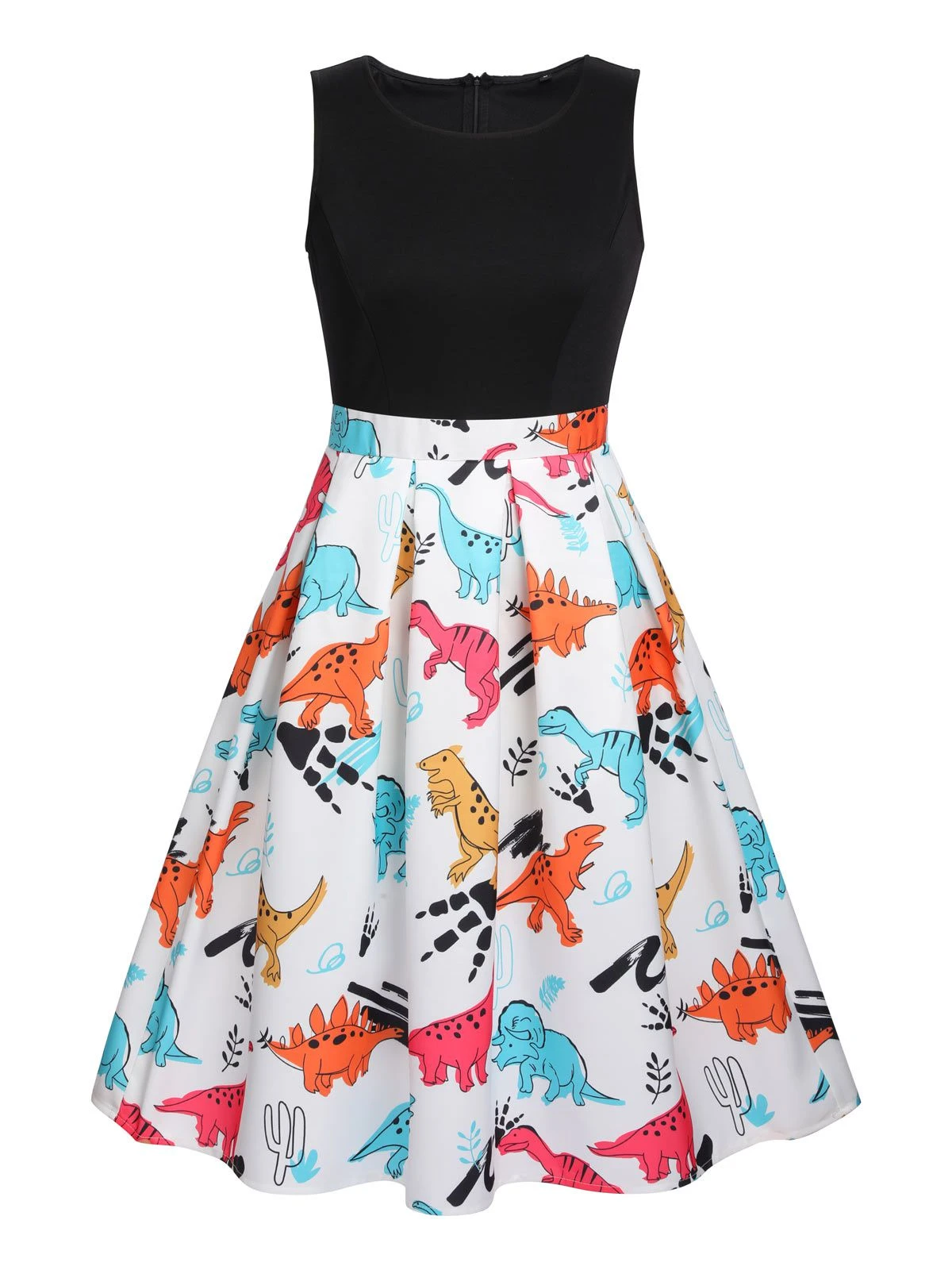 1950s Dinosaur Flare Dress 2 1950s Dinosaur Flare Dress - Image 2