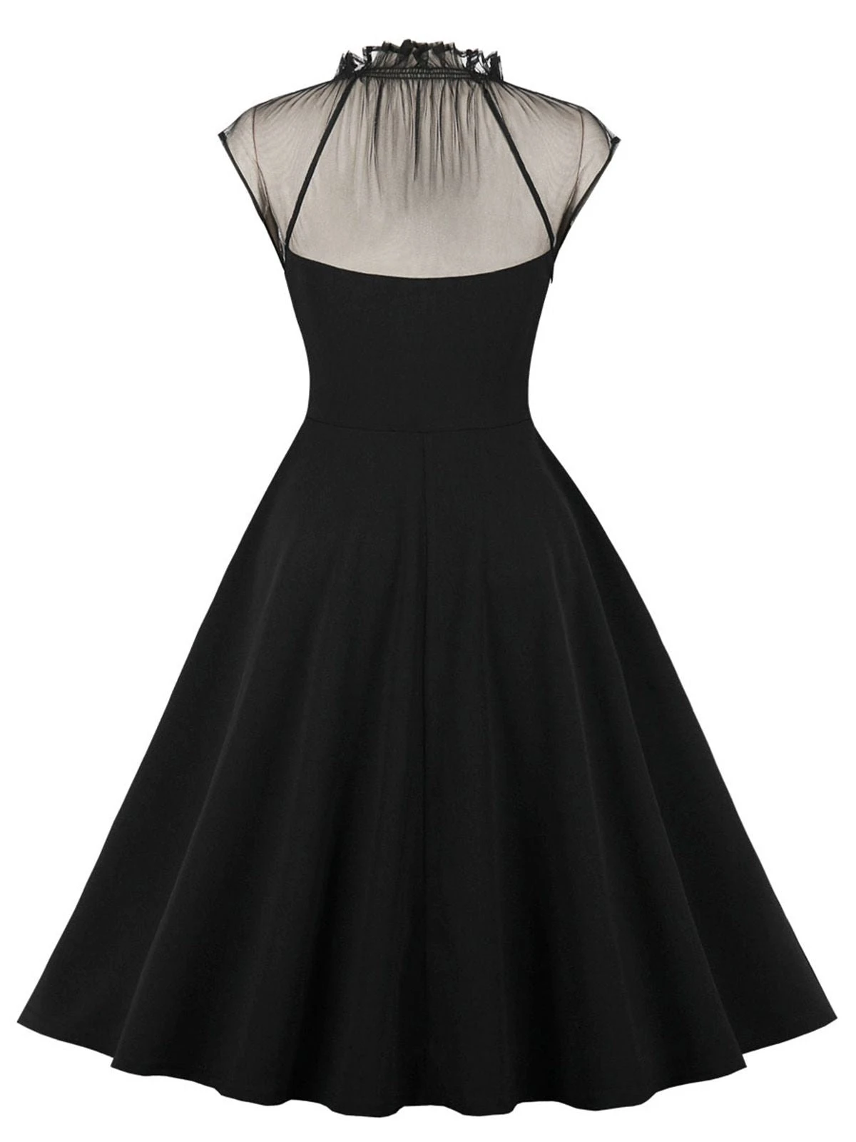 1950s Patchwork Flying Sleeves Swing Dress 2 1950s Patchwork Flying Sleeves Swing Dress - Image 2