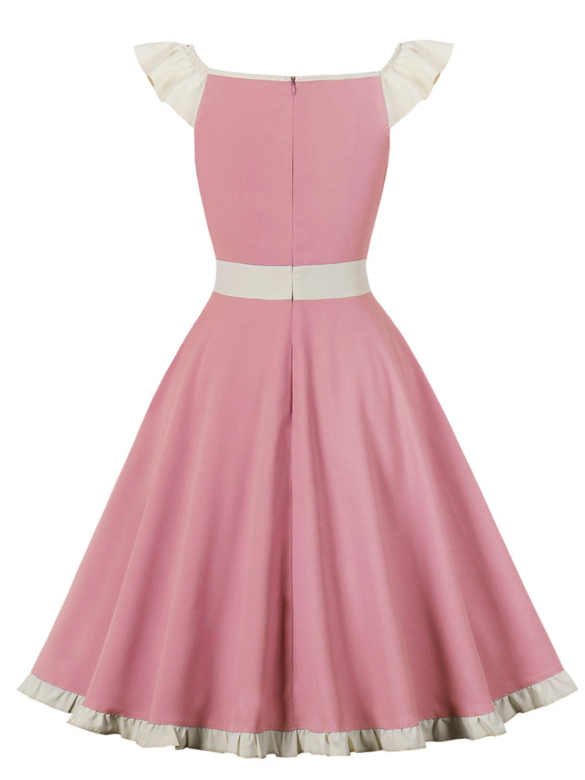 Pink 1950s Sweetheart Collar Bow Swing Dress 3 Pink 1950s Sweetheart Collar Bow Swing Dress - Image 3
