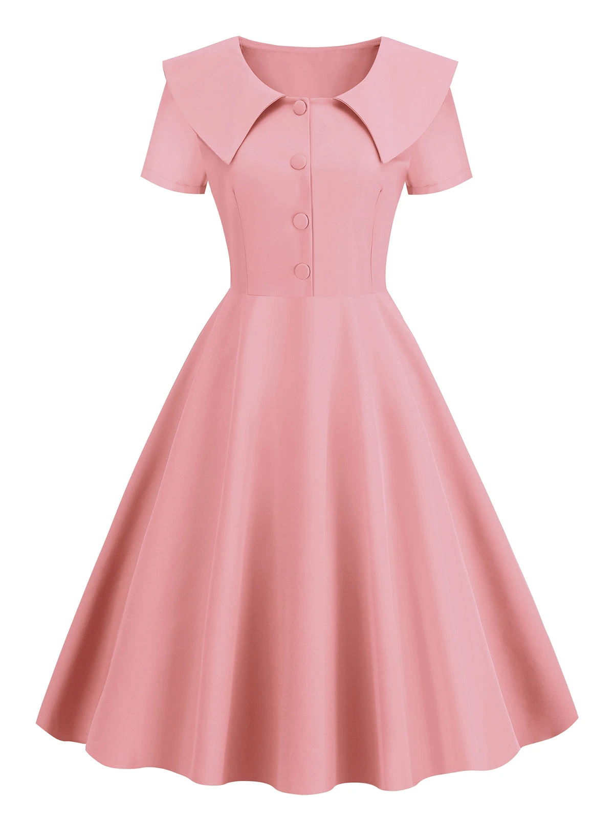 1950s Solid Lapel Swing Dress 4 1950s Solid Lapel Swing Dress - Image 4