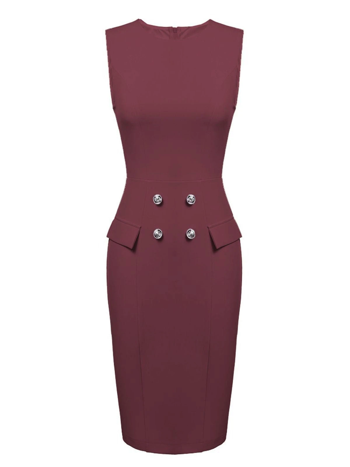 2PCS 1960s Button Work Pencil Dress 5 2PCS 1960s Button Work Pencil Dress - Image 5