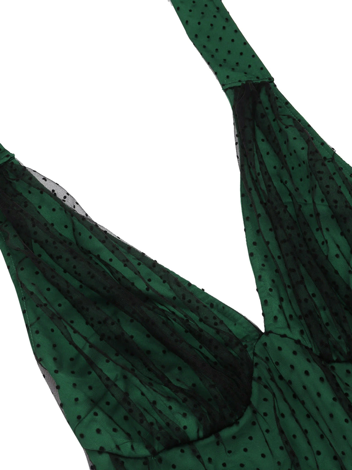 Green 1950s Halter Polka Dots Mesh Dress 6 Green 1950s Halter Polka Dots Mesh Dress - Image 6