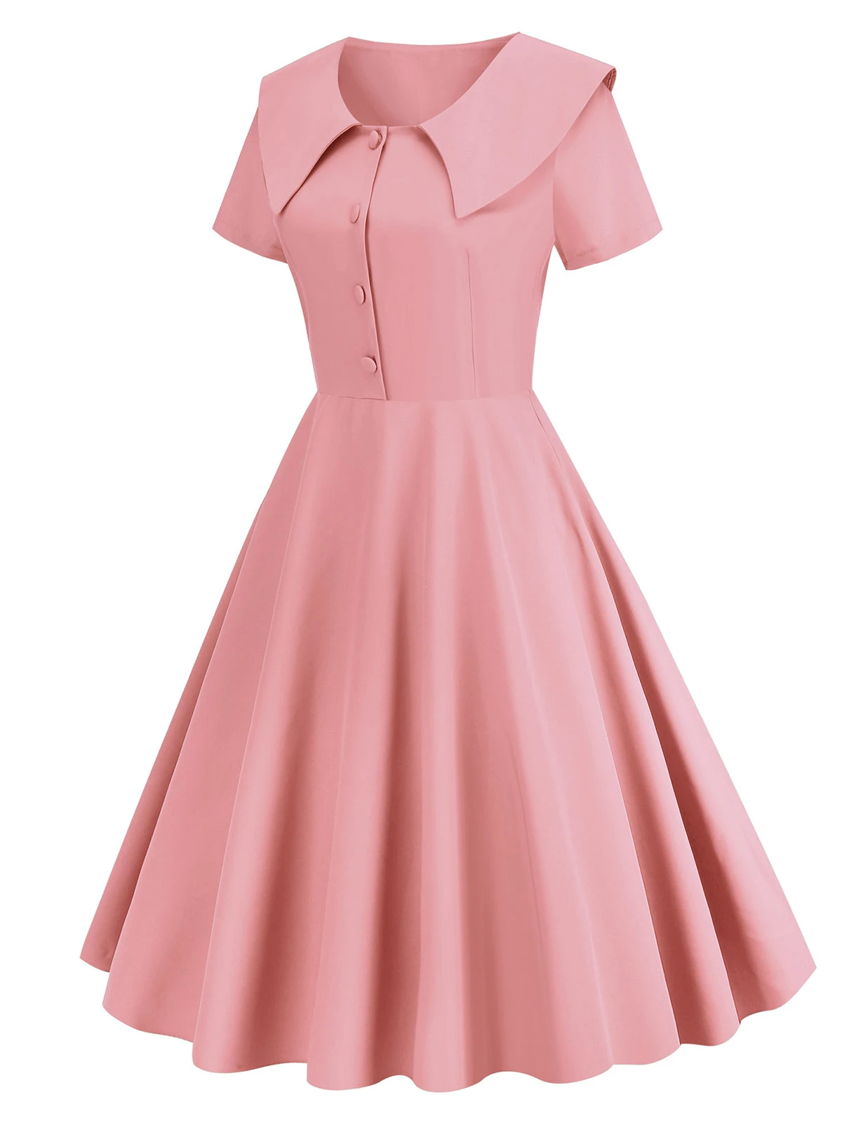 1950s Solid Lapel Swing Dress 5 1950s Solid Lapel Swing Dress - Image 5