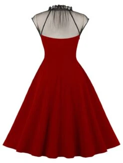 1950s Patchwork Flying Sleeves Swing Dress 13 1950s Patchwork Flying Sleeves Swing Dress -Candi Clothing Shop 07 compressed