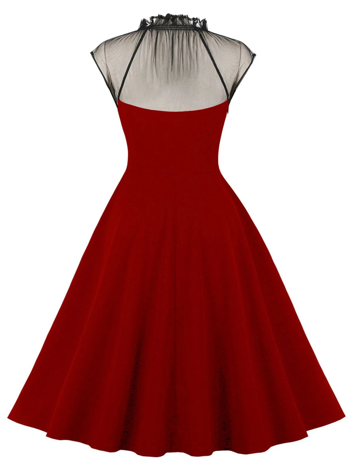 1950s Patchwork Flying Sleeves Swing Dress 6 1950s Patchwork Flying Sleeves Swing Dress - Image 6