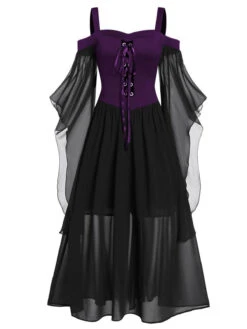 [Plus Size] 1950s Suspender Contrast Color Chiffon Strap Dress -Candi Clothing Shop 08 222b5b15 ac43 458c af2d 41e29191711e