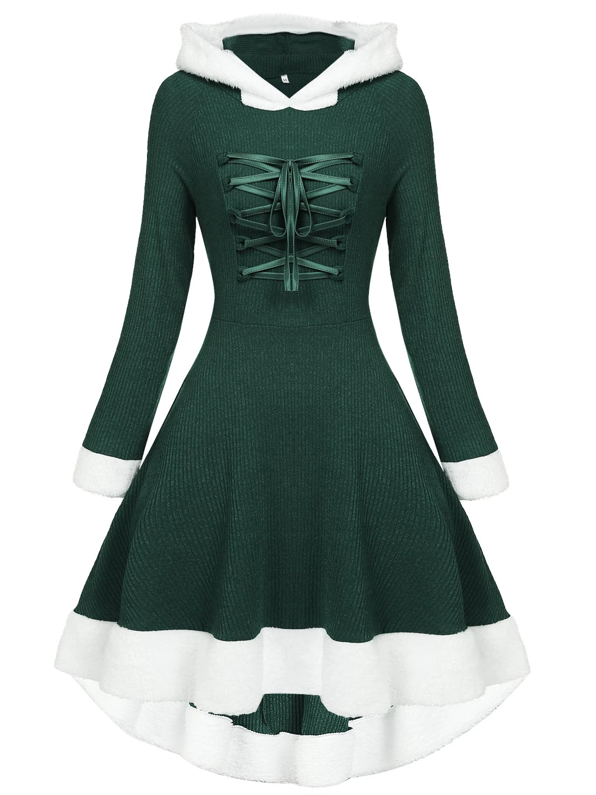 1950s Furry Patchwork Solid Lace-up Dress 13 1950s Furry Patchwork Solid Lace-up Dress - Image 13