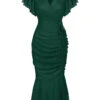 1930s Ruffle Lace-up Fishtail Dress