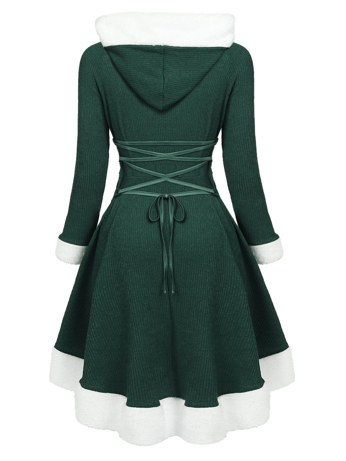 1950s Furry Patchwork Solid Lace-up Dress 15 1950s Furry Patchwork Solid Lace-up Dress - Image 15