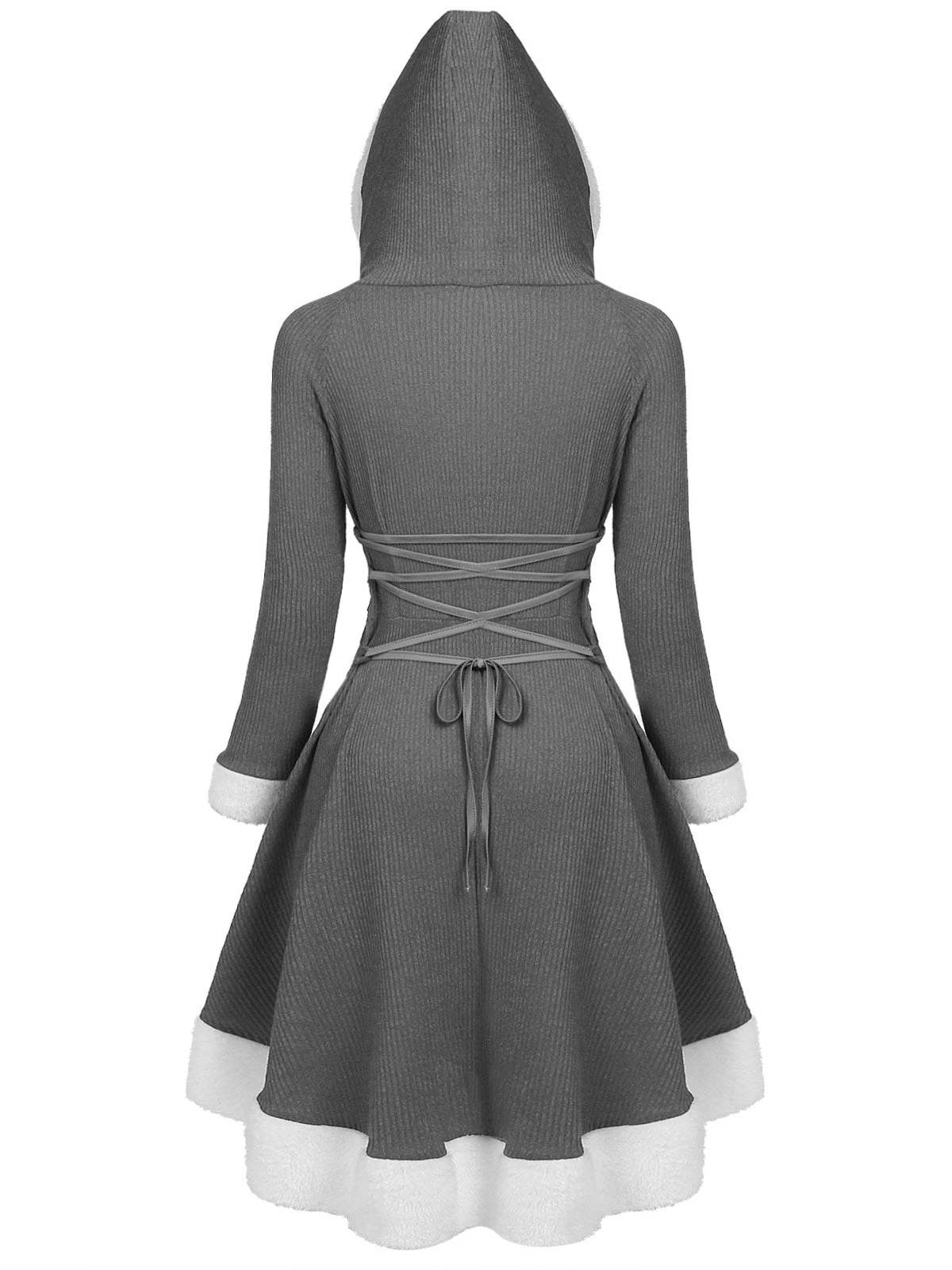 1950s Furry Patchwork Solid Lace-up Dress 17 1950s Furry Patchwork Solid Lace-up Dress - Image 17