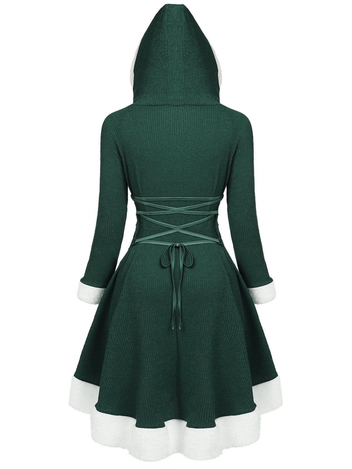 1950s Furry Patchwork Solid Lace-up Dress 12 1950s Furry Patchwork Solid Lace-up Dress - Image 12