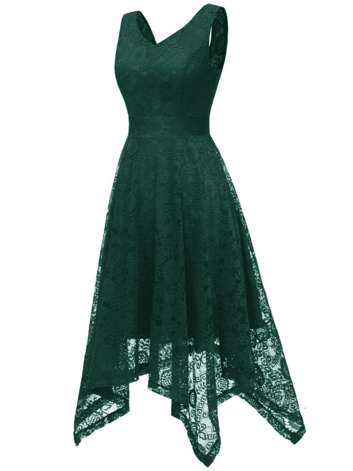 1950s Lace Pointed Hem Swing Dress 2 1950s Lace Pointed Hem Swing Dress - Image 2