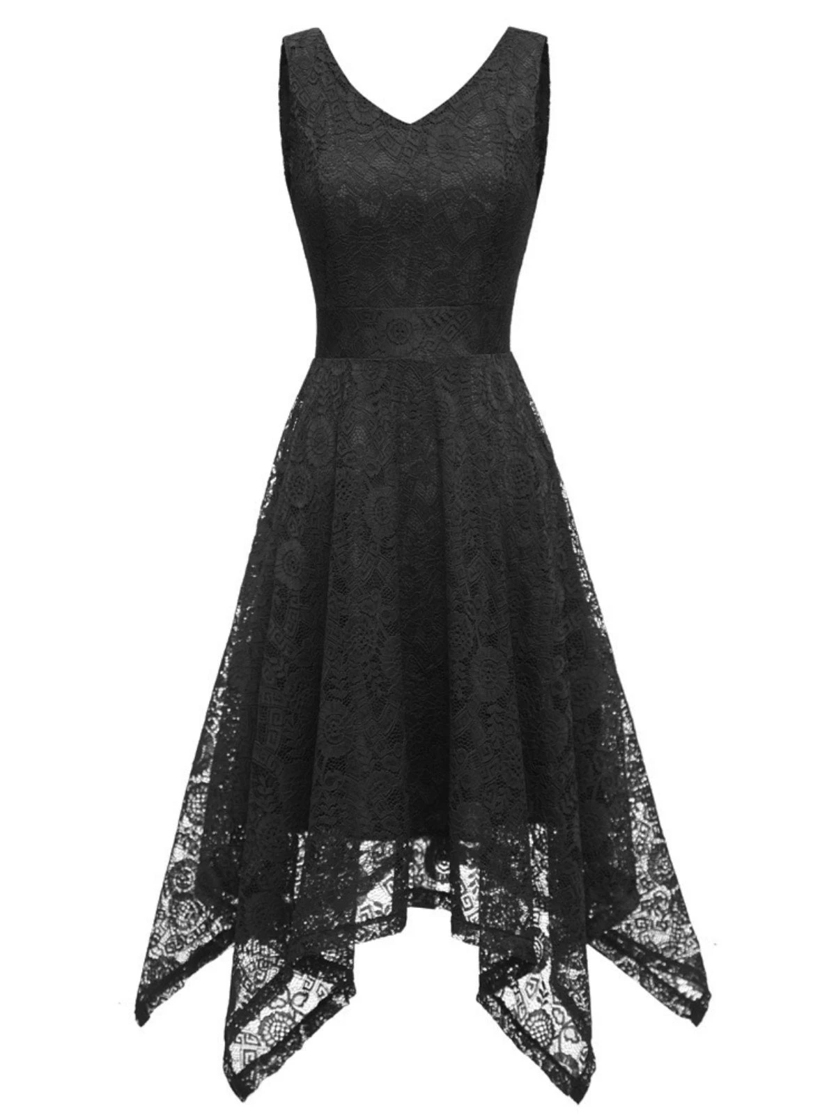 1950s Lace Pointed Hem Swing Dress 4 1950s Lace Pointed Hem Swing Dress - Image 4