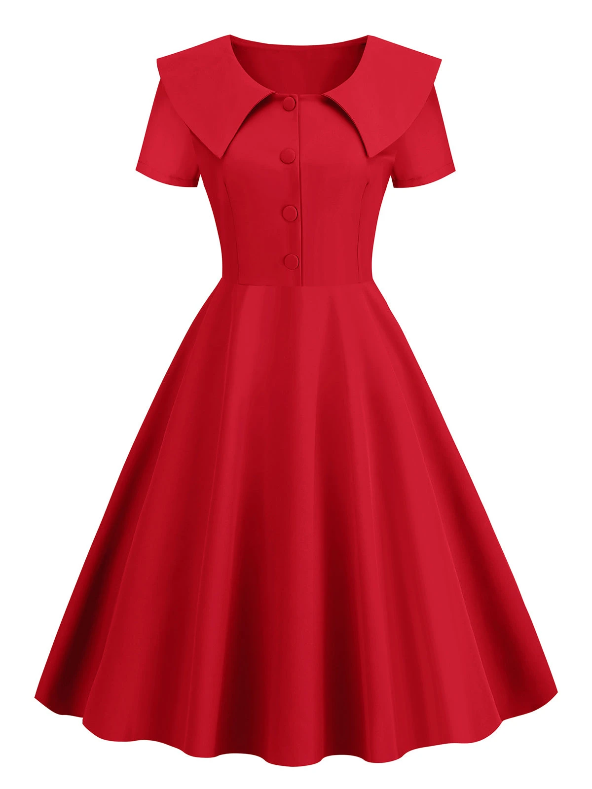 1950s Solid Lapel Swing Dress 7 1950s Solid Lapel Swing Dress - Image 7