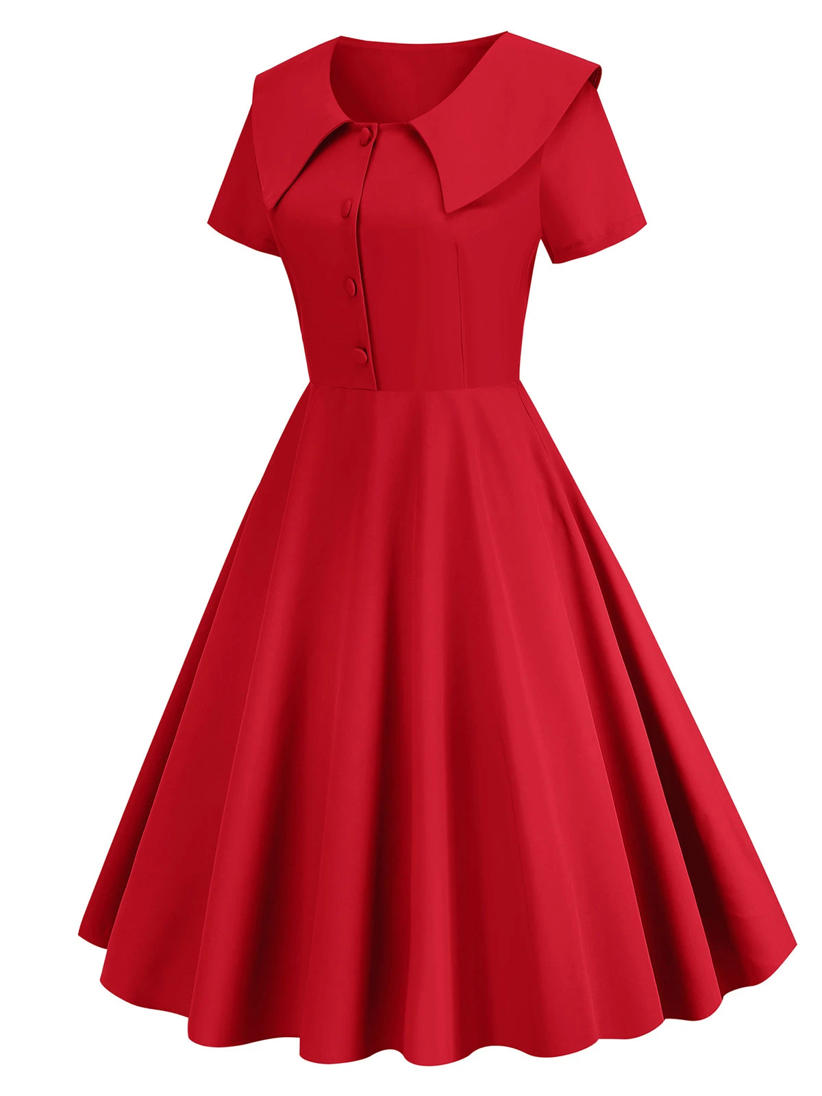 1950s Solid Lapel Swing Dress 8 1950s Solid Lapel Swing Dress - Image 8