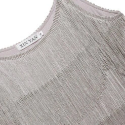 [Clearance] Belted Gray 1920s Fringe Gatsby Dress -Candi Clothing Shop 1920s fringe dress gray 7