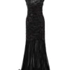 [US Warehouse] Black 1920s Sequin Maxi Flapper Dress