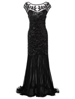 [US Warehouse] Black 1920s Sequin Maxi Flapper Dress
