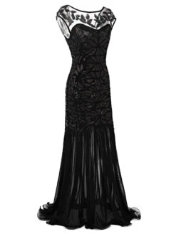 Black 1920s Sequin Maxi Flapper Dress 14 Black 1920s Sequin Maxi Flapper Dress -Candi Clothing Shop 1920s dress2
