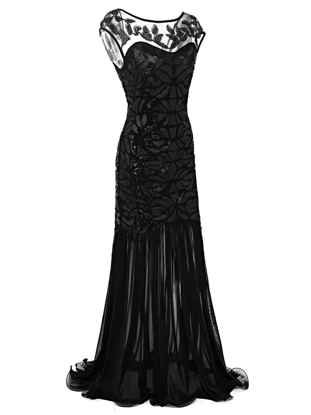 Black 1920s Sequin Maxi Flapper Dress 6 Black 1920s Sequin Maxi Flapper Dress - Image 6