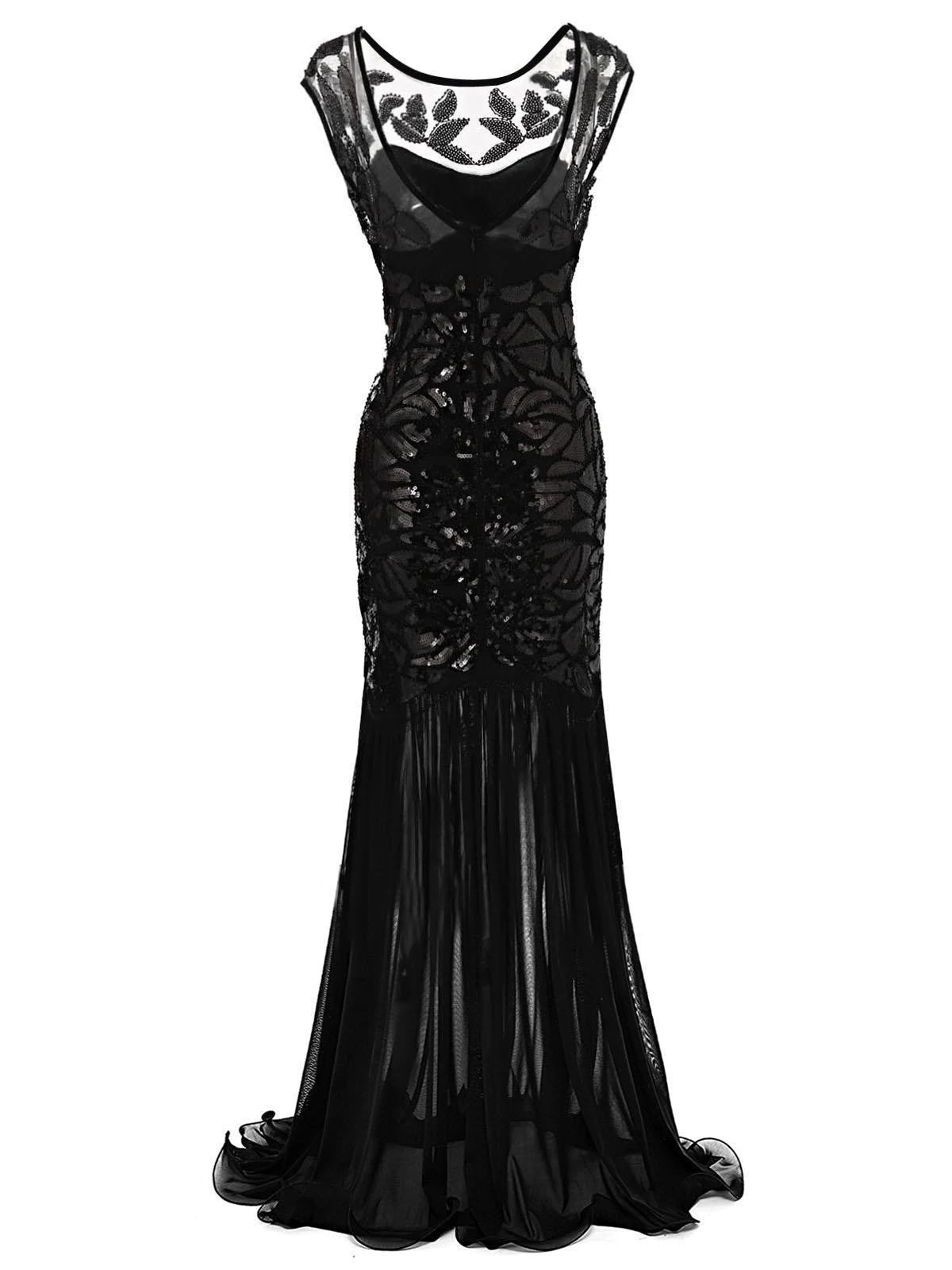 Black 1920s Sequin Maxi Flapper Dress 7 Black 1920s Sequin Maxi Flapper Dress - Image 7