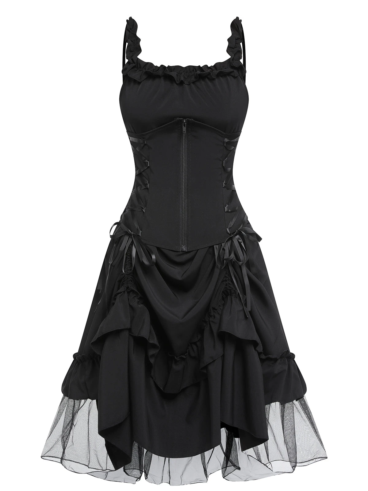 Black 1950s Halloween Mesh Swing Dress 1 Black 1950s Halloween Mesh Swing Dress