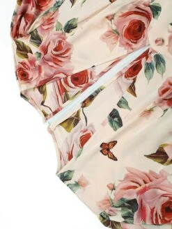 1940s Rose V-Neck Long Sleeves Dress -Candi Clothing Shop 1J2A6322