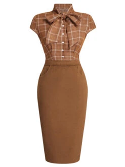 2PCS Brown Bolero Jacket & Plaid Pencil Dress 22 2PCS Brown Bolero Jacket & Plaid Pencil Dress -Candi Clothing Shop 1 01c46b11 0dd2 4ffc 8b75 3a9f96ffe566
