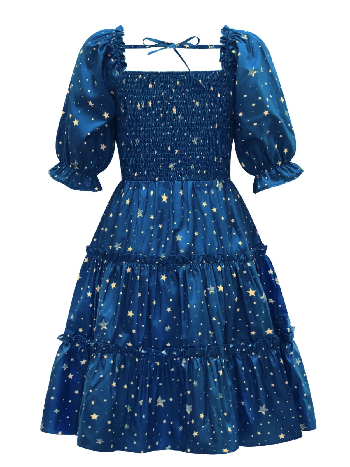 Blue 1950s Christmas Starry Sky Cake Lantern Parent-Child Dress 4 Blue 1950s Christmas Starry Sky Cake Lantern Parent-Child Dress - Image 4