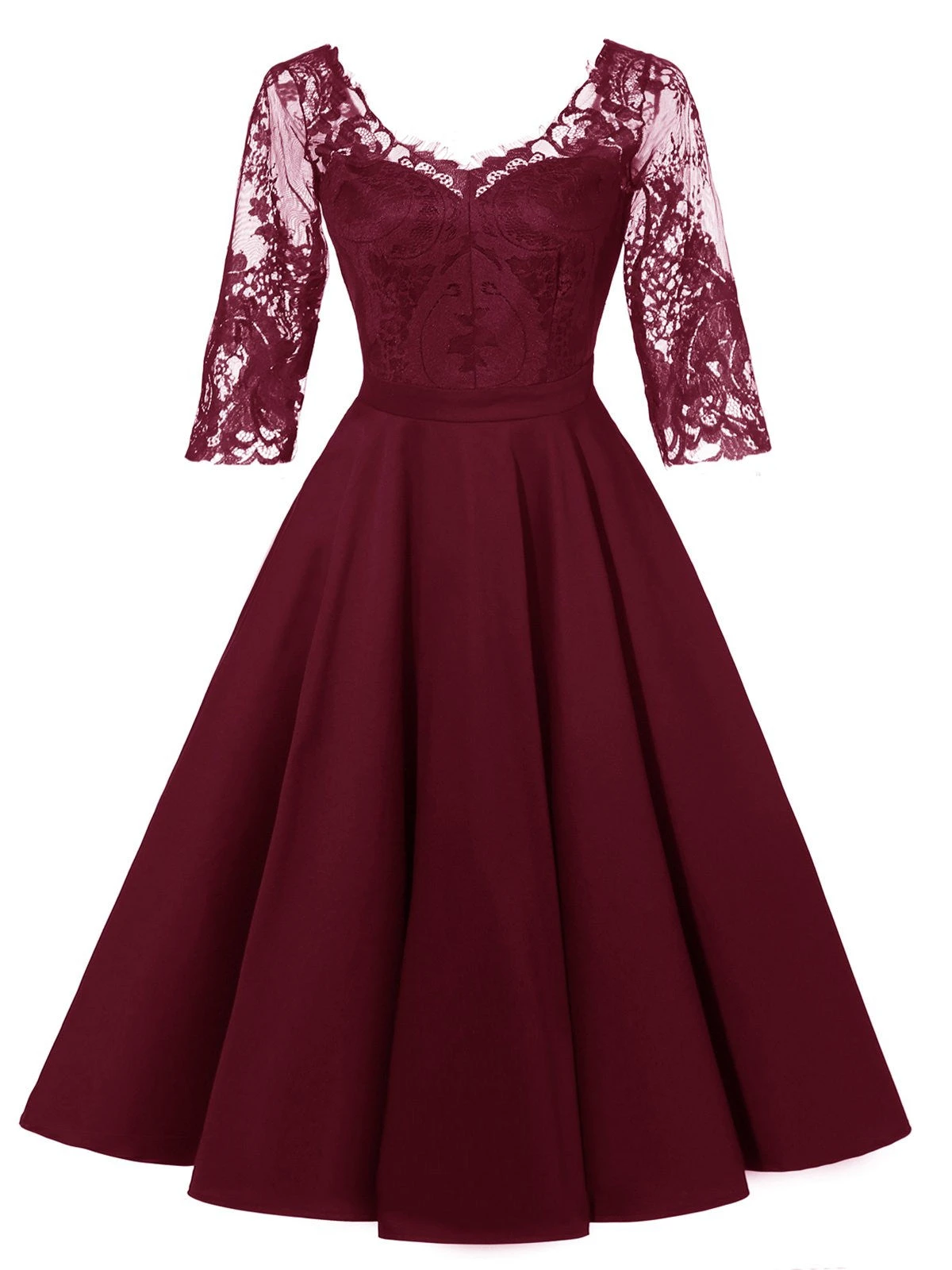 1950s Lace Half Sleeve Swing Dress 1 1950s Lace Half Sleeve Swing Dress