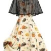[US Warehouse] Beige 1950s Halloween Cap Costume Dress