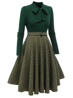 Dark Green 1950s Plaid Knitting Dress 9 Dark Green 1950s Plaid Knitting Dress -Candi Clothing Shop 2 1330e2da faf6 438f a4f2 88c28ce8438d