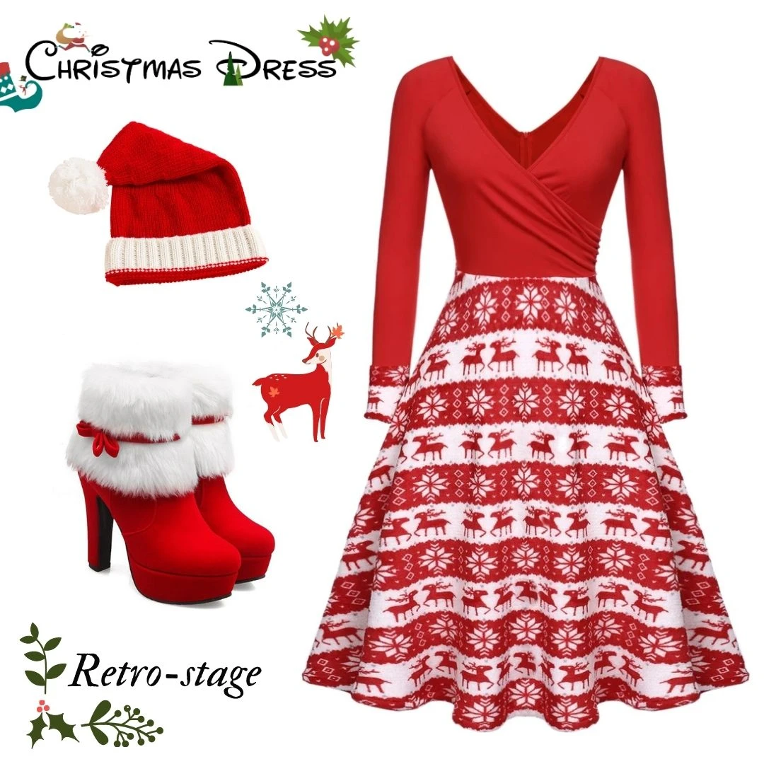 Red 1950s Christmas Patchwork Swing Dress 11 Red 1950s Christmas Patchwork Swing Dress - Image 11