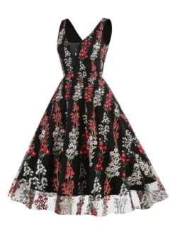 1950s Embroidered Floral V-Neck Swing Dress 32 1950s Embroidered Floral V-Neck Swing Dress -Candi Clothing Shop 2 313cf17a a21f 4e59 9a63 bfb1315f9267