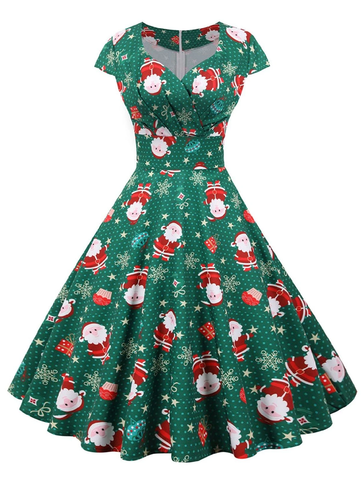 Green 1950s Christmas Polka Dot Dress 1 Green 1950s Christmas Polka Dot Dress
