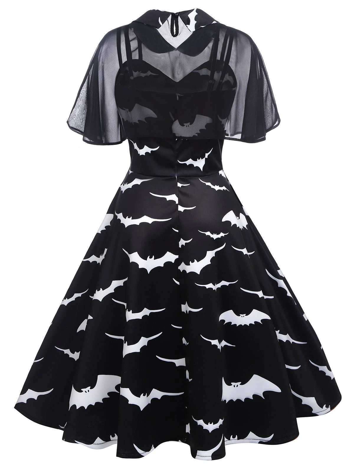 Black 1950s Bat Cape Swing Dress 2 Black 1950s Bat Cape Swing Dress - Image 2