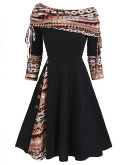 1950s Plaid Patchwork Lace-Up Off-Shoulder Dress 9 1950s Plaid Patchwork Lace-Up Off-Shoulder Dress -Candi Clothing Shop 2 cf65a5bb a31e 4724 a1f6 1305ad254457