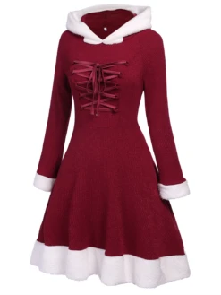 1950s Furry Patchwork Solid Lace-up Dress 23 1950s Furry Patchwork Solid Lace-up Dress -Candi Clothing Shop 2 da740de6 76f1 45a9 822c 2a51d08230b5