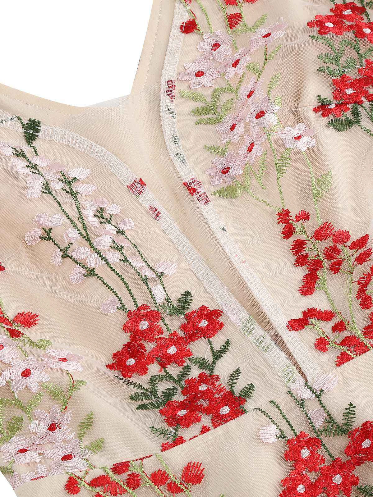 1950s Embroidered Floral V-Neck Swing Dress 5 1950s Embroidered Floral V-Neck Swing Dress - Image 5