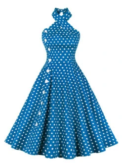 Green 1950s Polka Dot Halter Dress 6 Green 1950s Polka Dot Halter Dress -Candi Clothing Shop 3 2103d7a6 1159 4132 8d4c 0501d1d6b9a0
