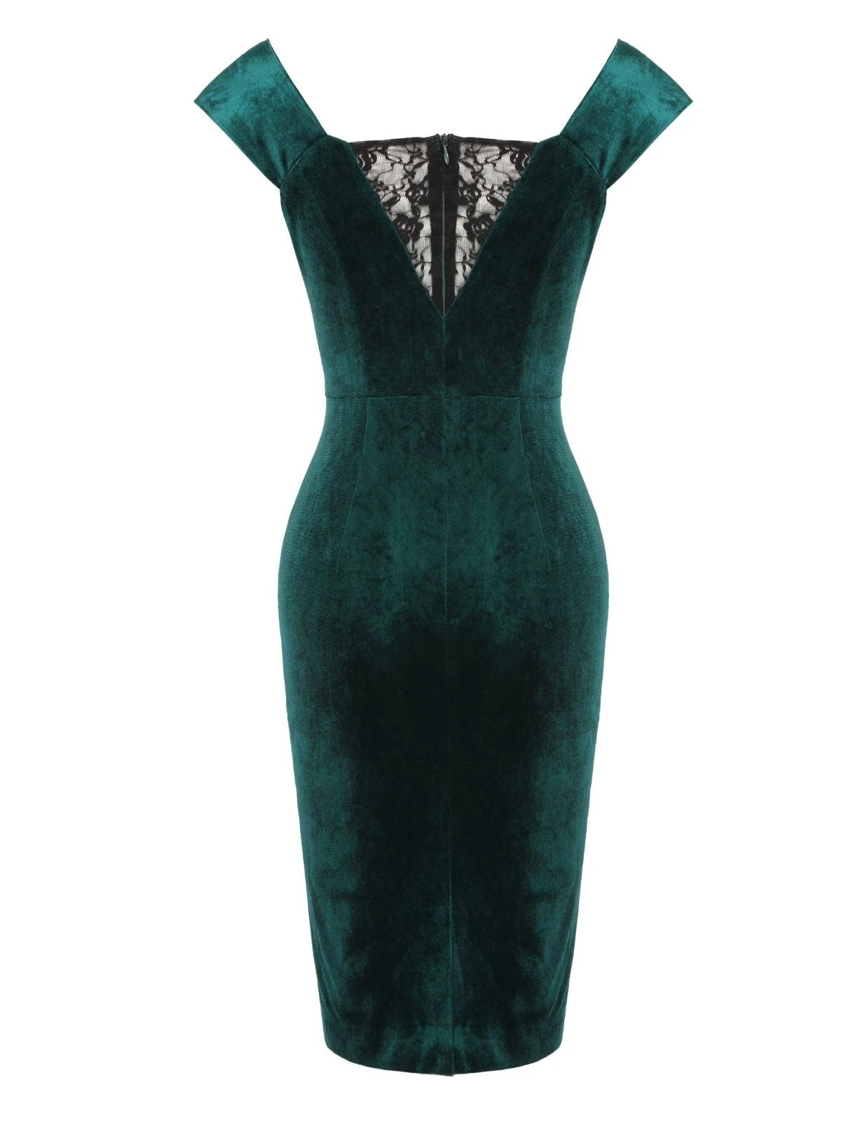 Green 1960s Velvet Lace Patchwork Dress 3 Green 1960s Velvet Lace Patchwork Dress - Image 3