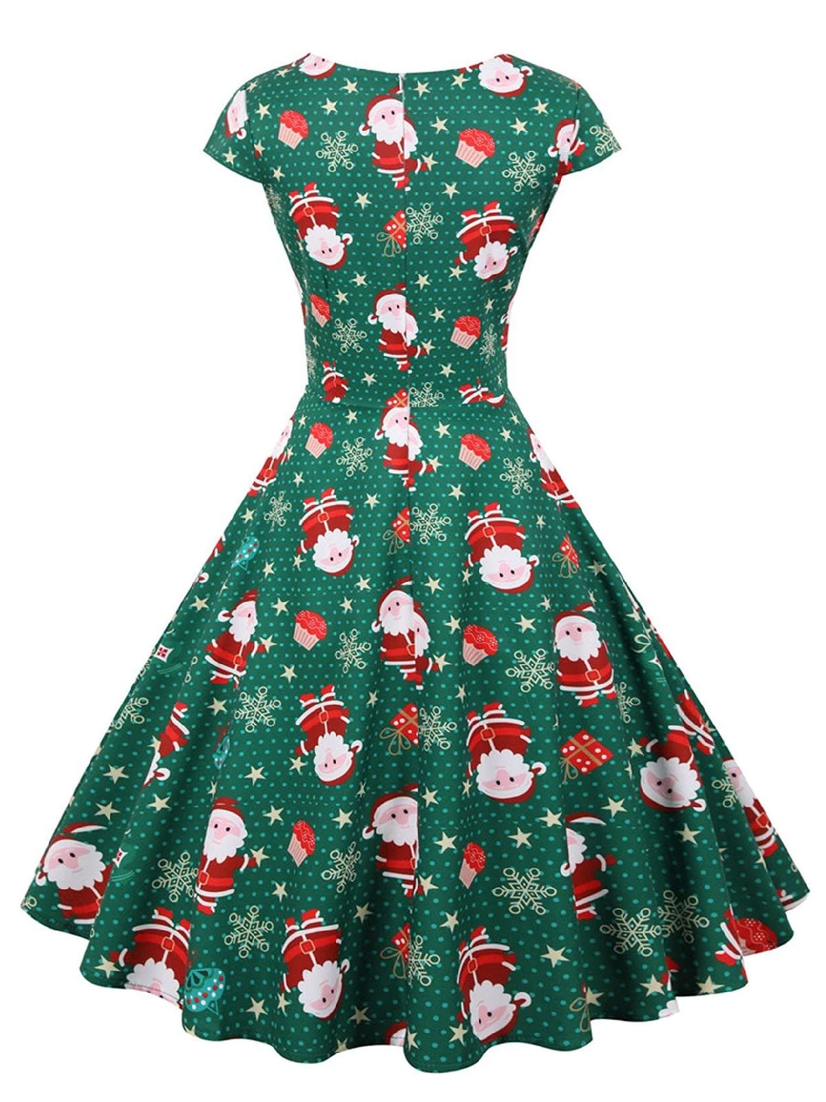 Green 1950s Christmas Polka Dot Dress 3 Green 1950s Christmas Polka Dot Dress - Image 3
