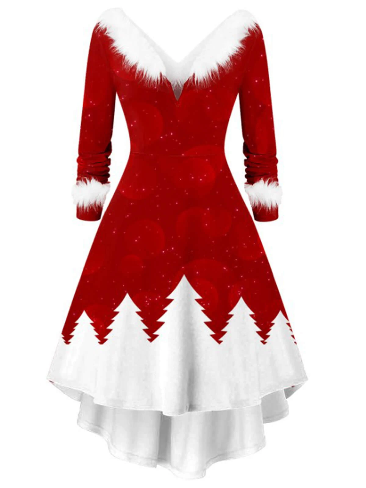 1950s Christmas Plush Collar V-Neck Knitted Dress 2 1950s Christmas Plush Collar V-Neck Knitted Dress - Image 2