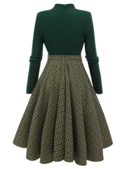 Dark Green 1950s Plaid Knitting Dress 10 Dark Green 1950s Plaid Knitting Dress -Candi Clothing Shop 3 cf0f6b68 ca28 41a4 8bbf a0143cc587ee