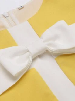 Yellow 1960s Bow Pencil Dress -Candi Clothing Shop 3 f24c46c7 fc53 4b87 aad1 47e7e32b9e75