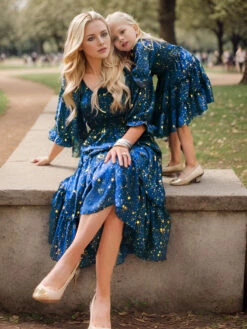 Blue 1950s Christmas Starry Sky Cake Lantern Parent-Child Dress 15 Blue 1950s Christmas Starry Sky Cake Lantern Parent-Child Dress -Candi Clothing Shop 4687651 1 2 4k