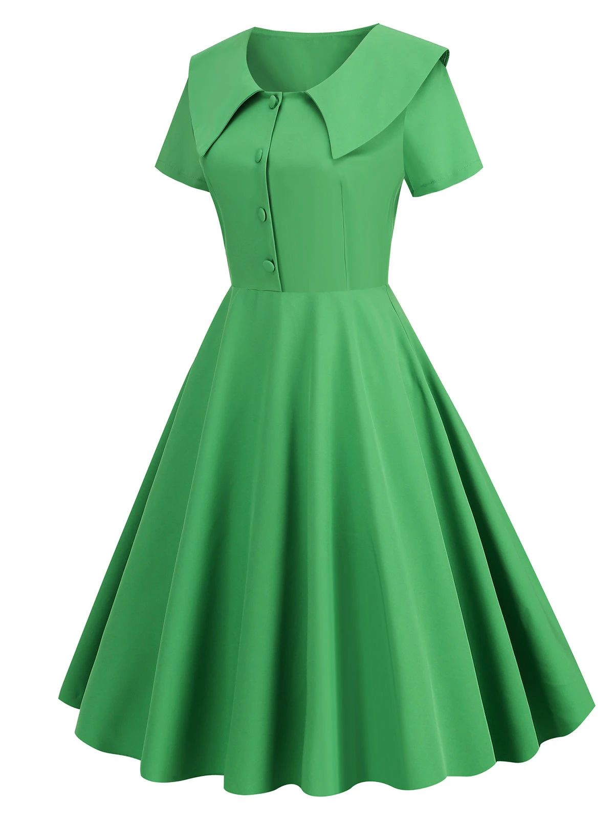 1950s Solid Lapel Swing Dress 14 1950s Solid Lapel Swing Dress - Image 14
