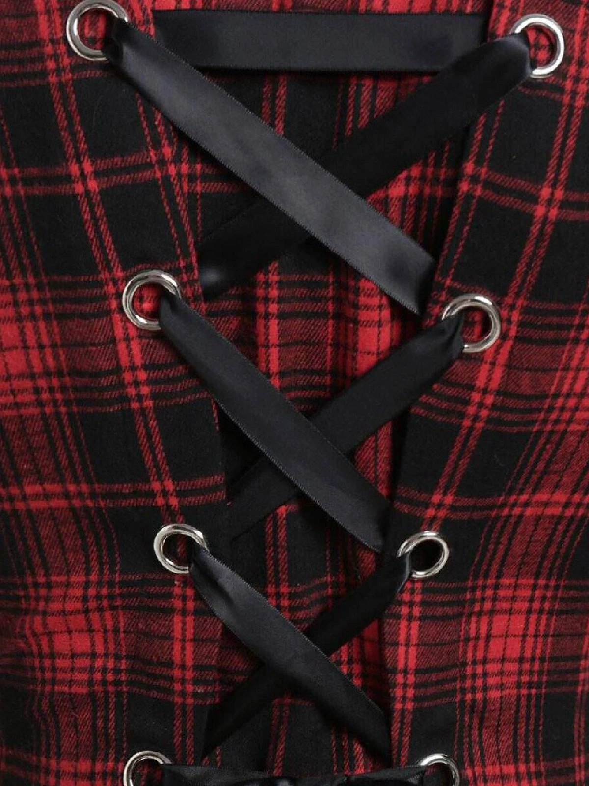 Red 1950s Plaid Long Sleeves Coat Dress 4 Red 1950s Plaid Long Sleeves Coat Dress - Image 4