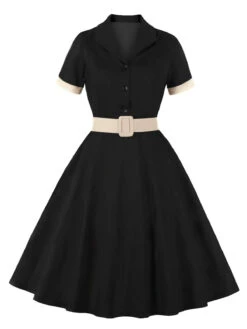 1950s Retro Contrast Short-Sleeved Lapel Dress 12 1950s Retro Contrast Short-Sleeved Lapel Dress -Candi Clothing Shop 6 88fc04ff 99e6 46e1 b64c af85a0d06e8d
